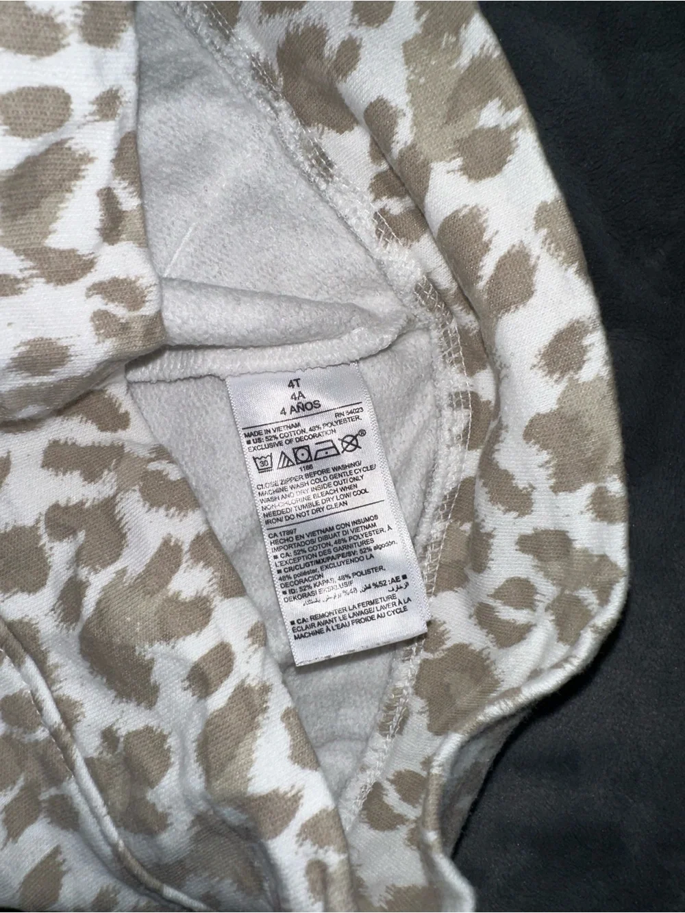 Old Navy toddler Beige Leopard Zip Hoodie
